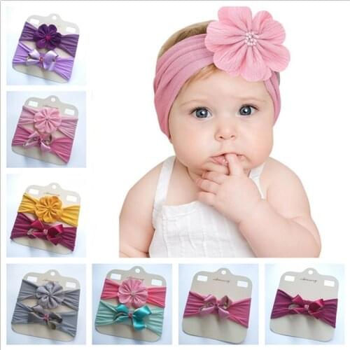 Boutique Baby Flower Headband Kids Girl Nylon Hairbands Elastic Strench Headwear Fashion Bows Head Band Hair Accessories