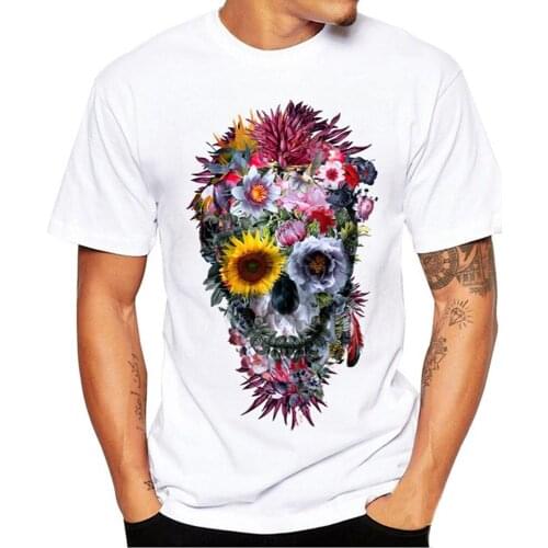 Mens fashion skull printed short-sleeved T-shirt summer round neck casual printed short-sleeved T-shirt size S-4XL футболка 40