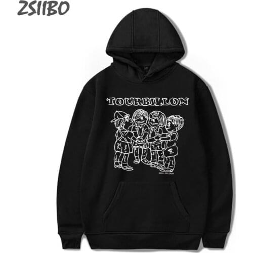 Mens Sweatshirt Graffiti TOURBILION Harajuk Unisex Hoodies Cartoon Funny Print HipHop Male Hoodies Streetwear Loose Coat Casual