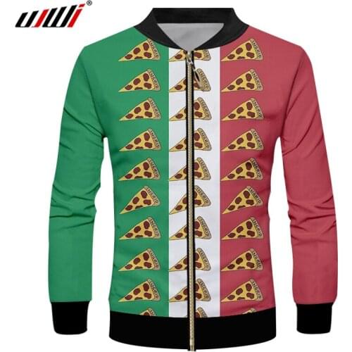 UJWI Jackets Hombre New Long Sleeve Pizza 3D Tracksuits Printing White red green Streetwear Big Size Tops Tees Hombre Zip Coat
