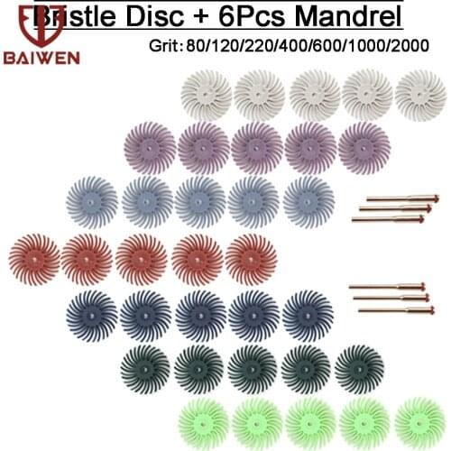 1inch Radial Bristle Disc Kit Abrasive Brush 1/8" 3 & 2.35mm Shank Jade Polishing Wheel for Dremel Rotary Tool Accessories