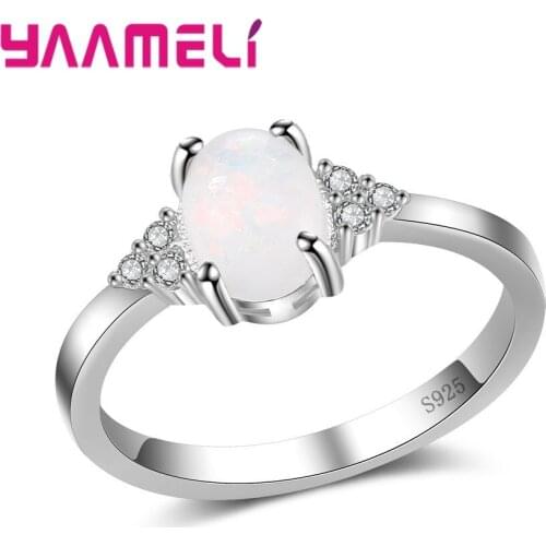New Attractive Women Fashion Opal Stones Jewlery Ring 100% Stamped Wedding/Engagement Crystal Rings Free Shipping