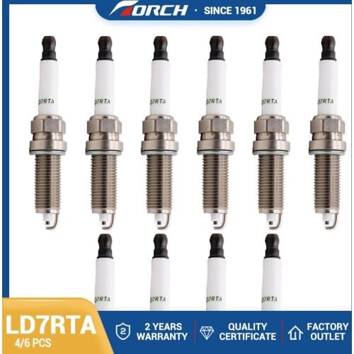 New 6pcs/4pcs TORCH LD7RTA Spark plug Replace for ​NGK LZKAR7A-D ​for VR7SES ​CHAMPION REA8MX ​Denso XE20HRU9 ​Brisk 1587