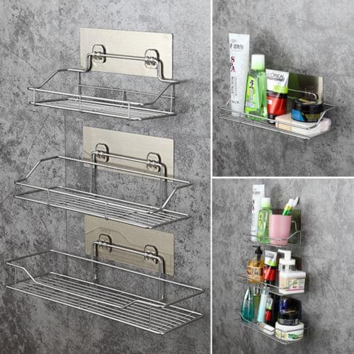 Newest Arrival Wall-Mounted Bathroom Shelf Durable Waterproof Stainless Steel Saves Space Storage Rack Kitchen Tools