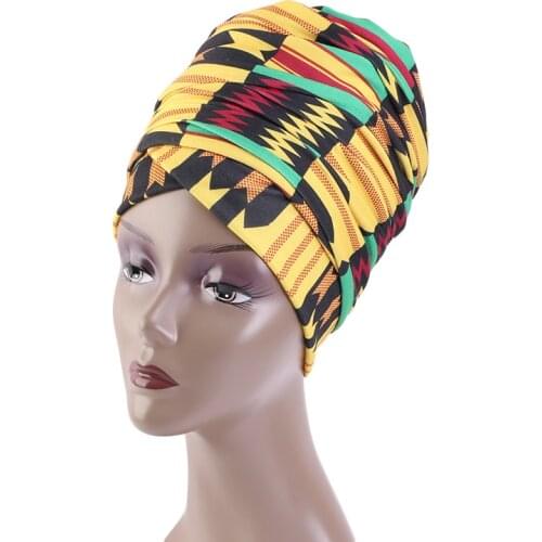 New African pattern headscarf bonnet Muslim women turban hijab caps islamic scarf Turban bonnet ladies african wrap head scarves