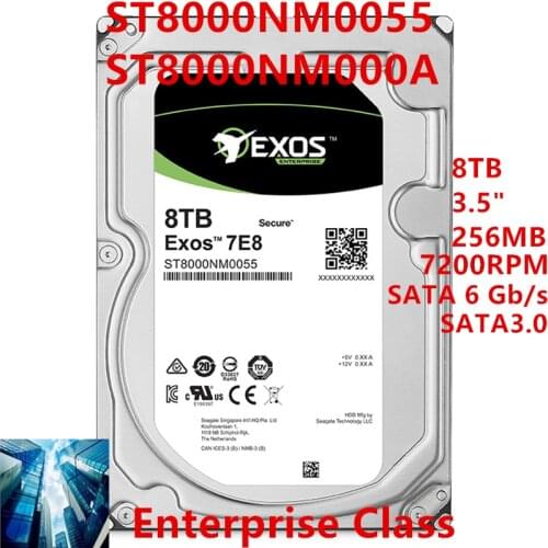 New HDD For Seagate 8TB 3.5" SATA 6 Gb/s 256MB 7200RPM For Internal HDD For Enterprise Class HDD For ST8000NM0055 ST8000NM000A