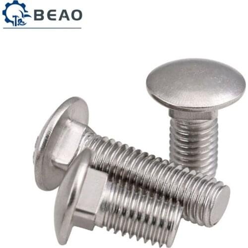 1-10Pcs 304 Stainless Steel DIN Standard Carriage Shelf Screws Bolt Square Neck Round Pan Truss Head Screws M6 M8 M10 M12