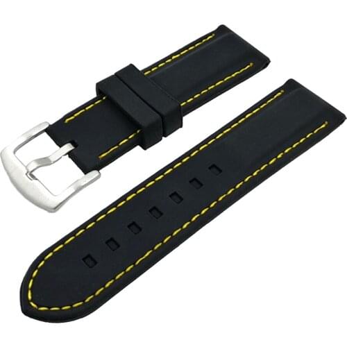 Mens Silicone Sport Watch Strap Band with Steel Buckle 20mm 22mm 24mm 26mm