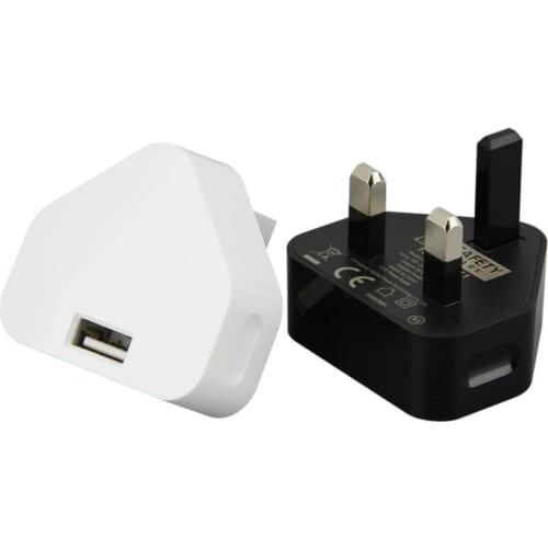 5V 1A 3 Pin USB UK Wall Mains Charger AC Power Adapter Plug For iPhone Huawei Samsung Xiaomi Mobile Cell Phone Tablet 10pcs