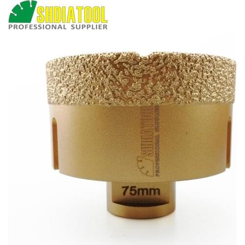 SHDIATOOL Diameter 75mm M14 Vacuum Brazed Diamond Drilling Core Bit 15MM Diamond Height Granite Marble Ceramic Hole Saw Drillbit