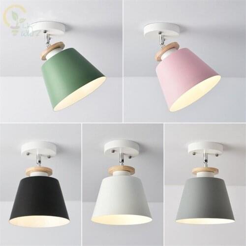 Modern Colourful LED Ceiling Lights For Corridor Nordic E27 Wooden Ceiling Lamp Surface Mounted Lamps Indoor Lighitng Fixtures