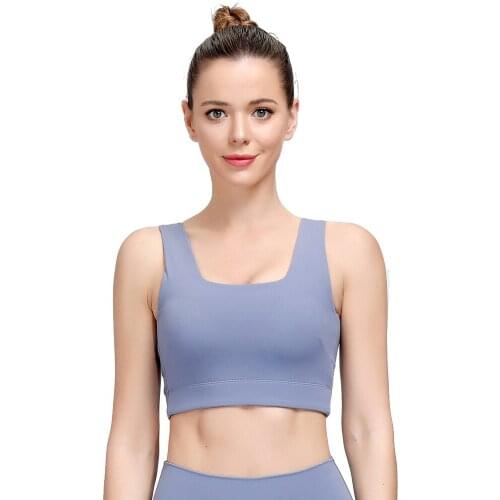 Sport Underwear Tank Tops Women Workout Bra Push Up Halter U-Shape Naked-feel Nylon Solid Gym Bra Athletic Running Yoga Crop Top