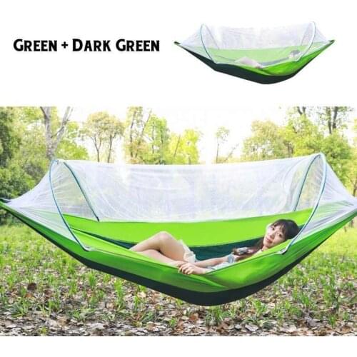 Light Green Portable Outdoor Mosquito Net Parachute Hammock Camping Hanging Sleeping Bed Swing 260x150cm