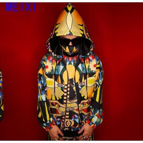 An egyptian-style hip hop rocker concert male singers performance hoodie, personality nightclub DJ