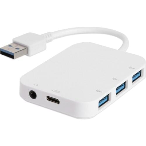 USB 3.0 HUB Portable 5Gbps Set 3 USB3.0 Audio Type C Female Adapter Office Caring Computer Supplies for Laptop PC
