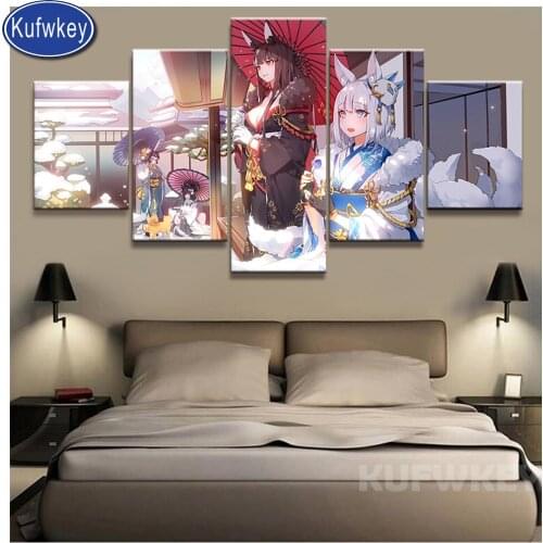 Japanese cartoon diamond painting Winter Kimono Game fairy anime full drill round square diamond embroidery mosaic art gift 5 pc