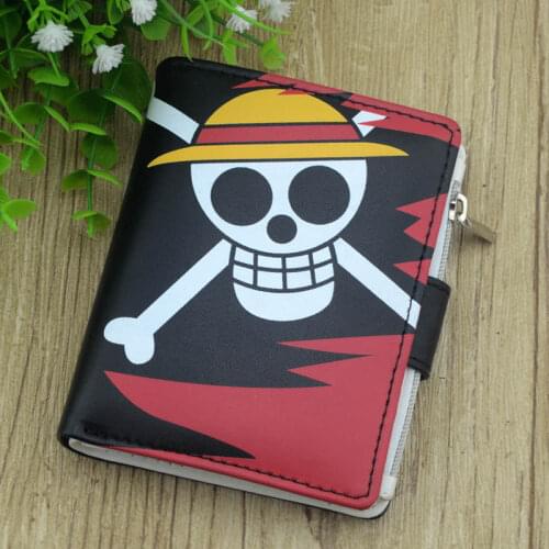 Anime One Piece Monkey D. Luffy Colorful Coin Purse Interior Zipper Pocket Purse Short Synthetic Leather Wallet with Button