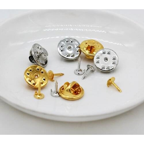 50sets Collar Buckle Blank Silver Gold Tie Tac Pins Brooch Badge Holder Findings Jewellery Making butterfly backs clasp clutch