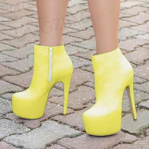 SEIIHEM Women Ankle Platform Boots High Heels Short Booties Mujer Unisex Ladies Girl Party Shoes Woman Botas Size 43 44 47 50 52