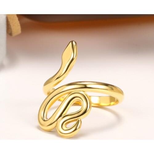 Stainless Steel Snake Ring Geometric Cubic Vintage Ancient Fine Accessories Eaggerated Metal For Women Punk Hip Hop 2021 Animal