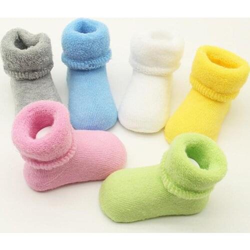1 Pair Cute Newborn Baby Toddlers Winter Warm Keeper Soft Socks Elasticity Cotton Boots Socks For 0 - 12Month Newborn Baby
