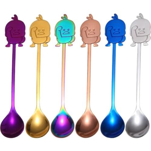 1pcs Creative Coffee Spoon Cute Duckling Stirring Spoon Ice Cream Dessert Teaspoon Stainless Steel Scoop Kitchen Supplies