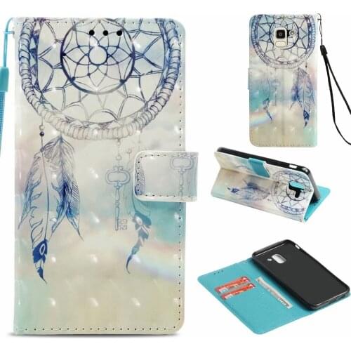 100pcs/lot 3D Dream Flower Skull Butterfly Wallet Leather Case With StandFor Samsung S9 Plus J8 J4 J6 2018 EU Version J3 J8 2018