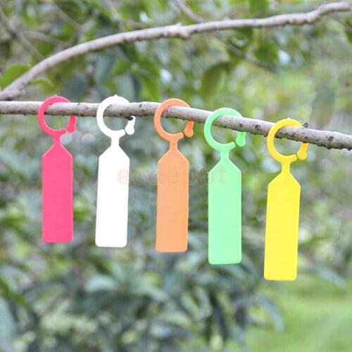 100pcs PP Greenhouse Gardening Plant Ring Hanging Collar Tag Label 5 Colors