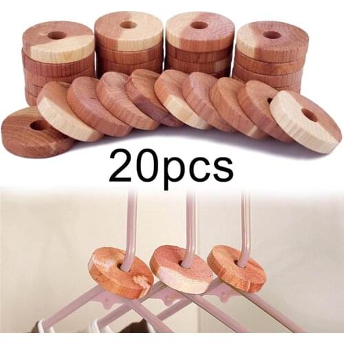 20Pcs Wardrobe Drawer Air Fresher Moth Repellent Mini Round Cedars Wood Block Wood Ring Piece Insect Repellent Camphor Moth Ball