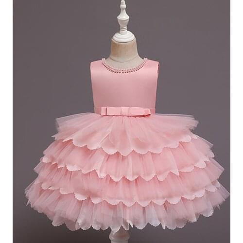 2021 Newborn Dresses Baby Kids Dress For Girls Infant Girls Clothes Children 1st Birthday Party Wedding Lace Tutu Dress Bow 0-2Y