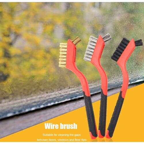 3pcs Wire Brush 7 inch Mini Micro Steel Brass Nylon Rust Paint Remover Metal Scrubbing Polishing Burring Brushes Cleaning Tools