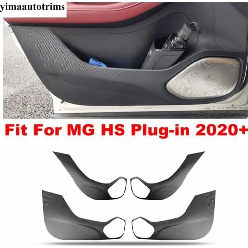 4Pcs Carbon Fiber Style Sticker Door Decor Anti-Kick Pad Protective Anti-Scratch Film Accessories For MG HS Plug-in 2020 2021