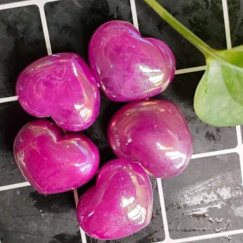 5pcsAbout 100g Natural Crystal Rainbow Angel Heart Shape Home Garden Aquarium Decoration