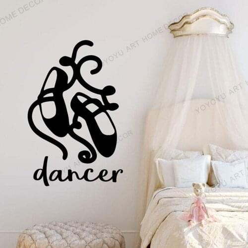 Ballet Dancers Shoes with Personalized Vinyl Decal for Girls Room for Bedroom Girl Room or Dance Studio Decor Removable rb463