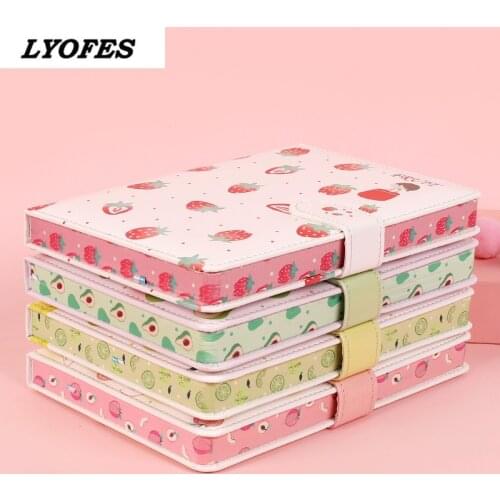 Fruit Print Notebook Planner Magnetic Buckle PU NoteBook Yearly Agenda Color lyofes Illustration Daily Plan Kawaii Stationery