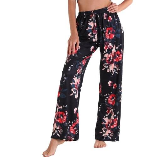 Womens Wide Leg Trousers Spring And Autumn New Print Straight Size Casual Trousers Street Wear Womens Loose Casual Trousers