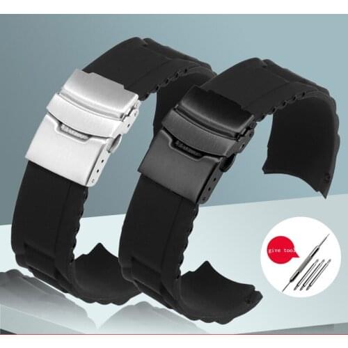 CICIDD Black Watch Strap For Casio Arc End Silicone Watchband 16mm 18mm 20mm 22mm 24mm 26mm Wristband