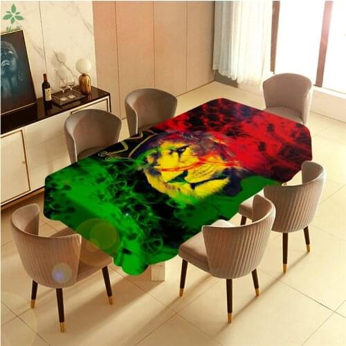 Colored Lion Rasta Reggae Design Print Of King Of Judah Barbecue Picnic Home Party Table Cloth