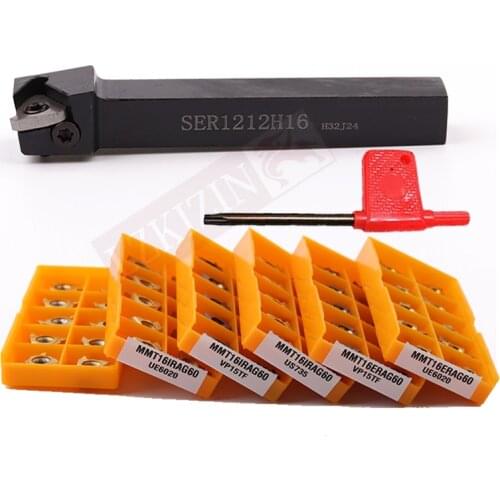 1PC SER1212H16 SEL1212H16 Lathe Turning Tool Holder +10PCS 16ER AG60 AG55 A60 A55 Carbide Inserts CNC Thread Turning Tool Sets