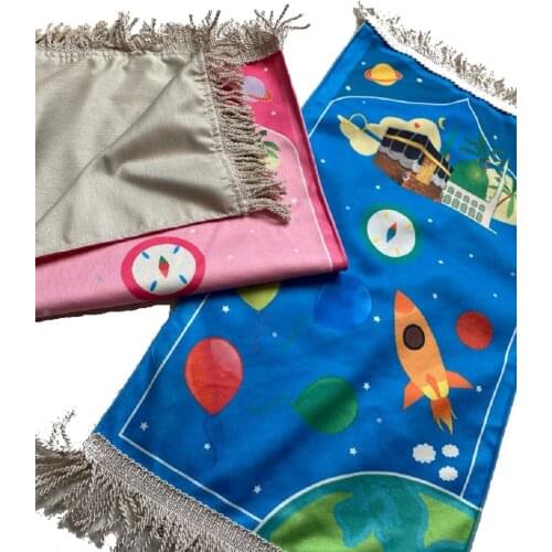 Kids Islam Muslim Prayer Color Rug Polyester Portable Braided Floor Mats Arab Countries Children Worship Soft Mat Carpet