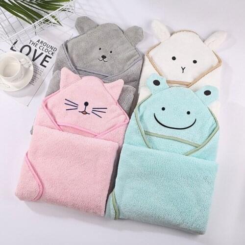 Baby Poncho Bath Towel Velvet 90*90cm Fleece Hood Infant Towels Blanket Newborn Baby Hooded Towel Infant Babies Spa