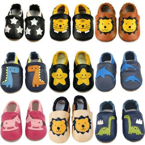 Baby Girls Boys First Walking Indoor Shoes Soft Sole Infant Pre-Walker Leather Toddlers Slippers Booties Slip-on 0-24 Months