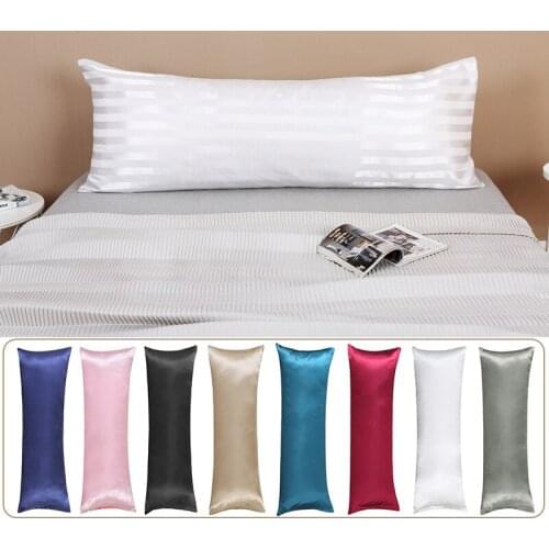 Body Size 20x54 inch Couple Double Pillow Case Satin Silk Pillow Cases Solid Color Long Lovers Wedding Pillowcases