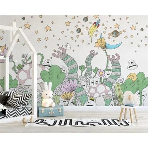 Beibehang Customized childrens room decoration 3d wallpaper Nordic cartoon animal and plant photo wallpaper tapestry painting