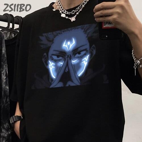 Harajuku Mens tshirt Jujutsu Kaisen Anime Print Yuji Itadori Gojo Satoru Cotton Short Sleeve T-Shirt Summer Male Streetwear Tops