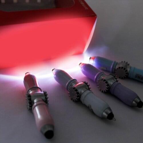 Pocket Ballpoint Pen Twist Open/Close Anti-stress Spinning Pen with LED Light Novelty Stationery Cute Decompression Toys N2UA