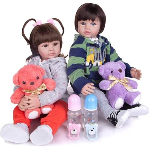 KEIUMI 24 Inch Reborn toddler baby Dolls 60 cm Soft Silicone boy girl twins Lovely bebe reborn Toys Birthday Gift