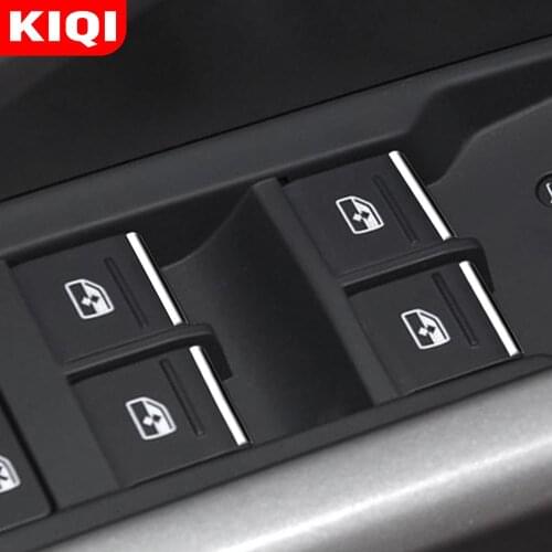 KIQI for Audi Q3 2019 - 2021 Accessories ABS Chrome Car Window Lift Button Switch Decoration Sticker Interior Modification Parts
