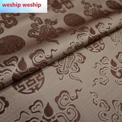 Chinese Classics Brocade jacquard Satincoffee silk fabric Satin de soie Satén шелк hanfu cloth DIY patchworkbag
