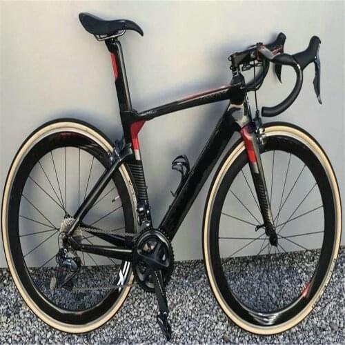 Customize Logo Concept Carbon Road Complete Bike Red with groupset 50mm wheelset handlebar